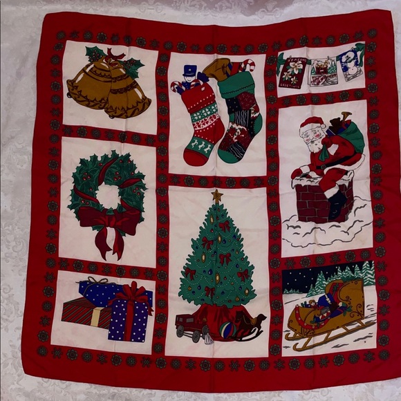 Other - Vintage 1970’s Festive Christmas Scarf with Red & Green Accents